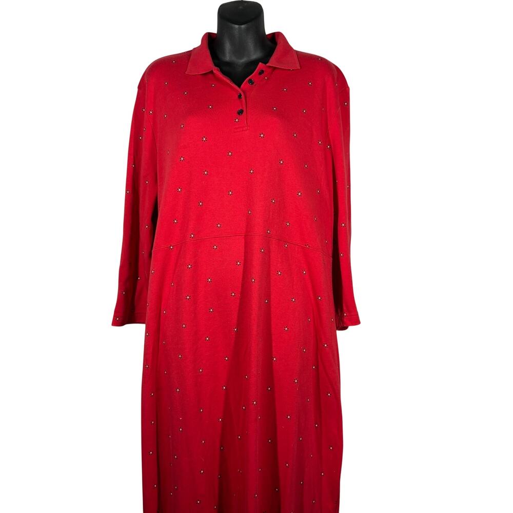Coldwater Creek Casual House Dress Cozy Comfy Jersey Tee Red Modest Country - 1X